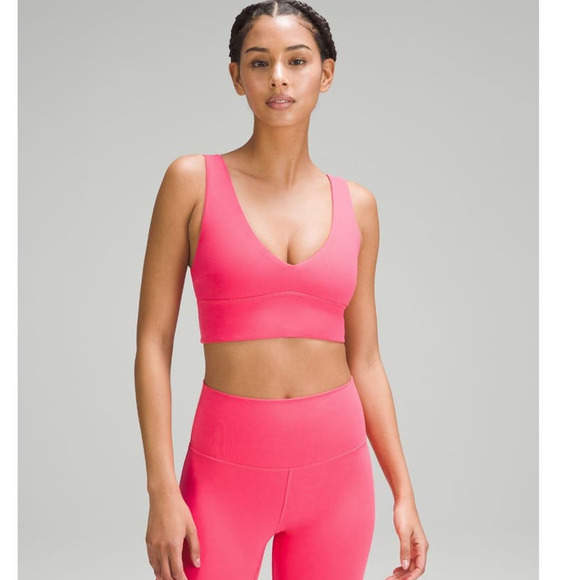 Lululemon Align Women's Pink V-Neck A/B Cup Comfort Sport Bra Size 8 - Picture 1 of 2